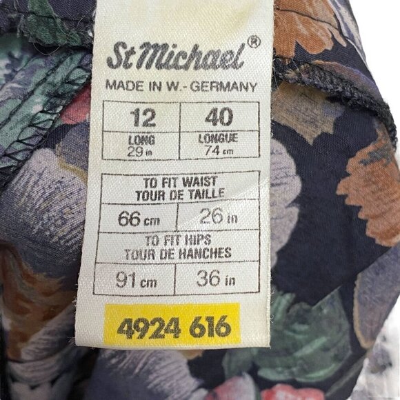Vintage Floral Skirt XS Midi Full Tea Skirt By St. Michael Made in Germany Visco - Picture 11 of 15
